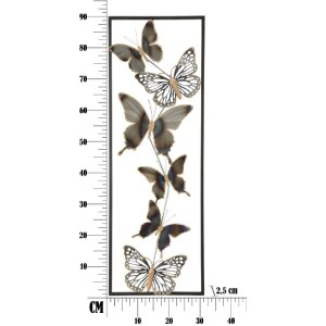 Mauro Ferretti decoración de pared mariposas 31x2.5x90 cm negro plata