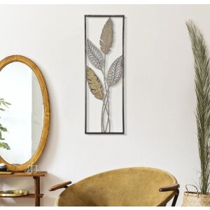Mauro Ferretti decoración de pared hojas 30,5x1,9x91 cm oro plata