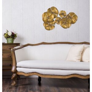 Mauro Ferretti decoración mural flor Goldy 80x6x57 cm dorado