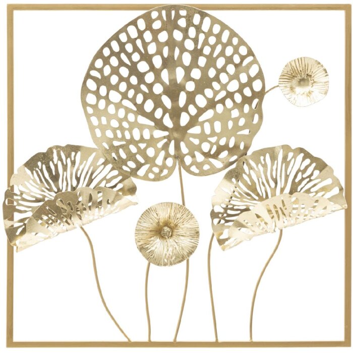 Mauro Ferretti panel mural flores doradas 50x5x50 cm color oro