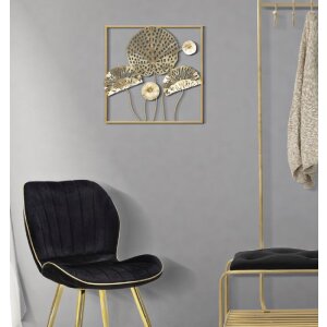 Mauro Ferretti panel mural flores doradas 50x5x50 cm color oro