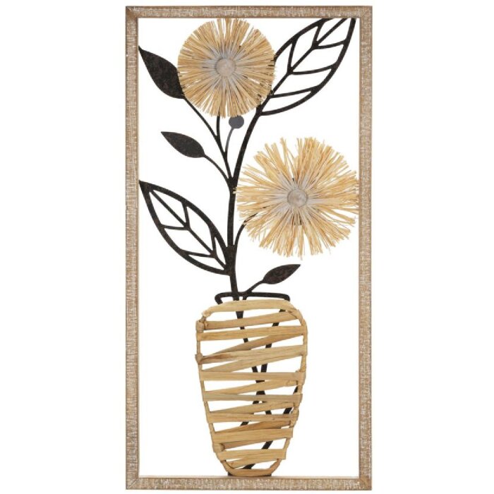 Mauro Ferretti panel de pared florero 40x3.5x80 cm marrón negro