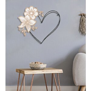 Mauro Ferretti panel mural corazón 50x2x45 cm marrón negro
