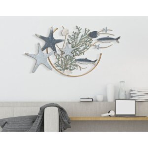 Panel mural Mauro Ferretti estrella de mar 95,3x5x53,3 cm azul