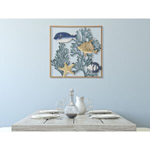 Panel mural Mauro Ferretti pez 50,2x3,8x50,2 cm azul dorado