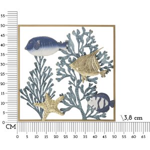 Panel mural Mauro Ferretti pez 50,2x3,8x50,2 cm azul dorado