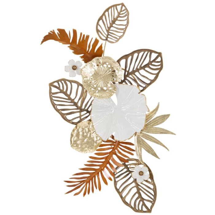 Mauro Ferretti panel mural ramo de flores 50,8x7x87 cm oro blanco