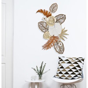 Mauro Ferretti panel mural ramo de flores 50,8x7x87 cm oro blanco