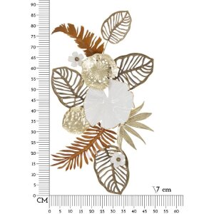 Mauro Ferretti panel mural ramo de flores 50,8x7x87 cm oro blanco