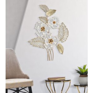 Mauro Ferretti panel mural Whity 54x6,4x73,7 cm blanco dorado