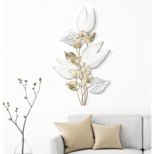 Panel mural Mauro Ferretti Foso 52,7x5,7x90,8 cm blanco dorado