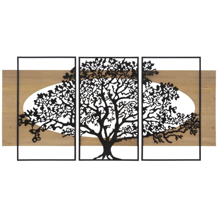 Mauro Ferretti panel de pared árbol conjunto de 3 piezas 176x2x90 cm negro marrón