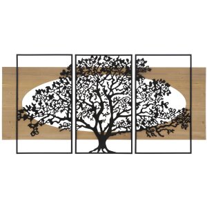 Mauro Ferretti panel de pared árbol conjunto de 3 piezas 176x2x90 cm negro marrón