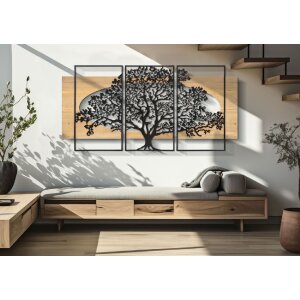 Mauro Ferretti panel de pared árbol conjunto de 3 piezas 176x2x90 cm negro marrón