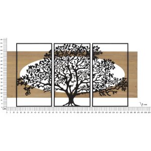 Mauro Ferretti panel de pared árbol conjunto de 3 piezas 176x2x90 cm negro marrón