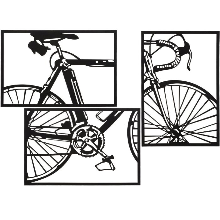 Mauro Ferretti panel de pared bicicleta juego 3 pzs. cada uno 40x1,3x60 cm negro