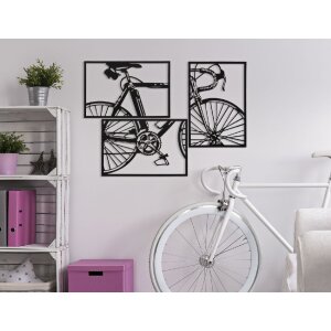 Mauro Ferretti panel de pared bicicleta juego 3 pzs. cada uno 40x1,3x60 cm negro