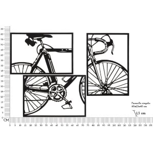 Mauro Ferretti panel de pared bicicleta juego 3 pzs. cada uno 40x1,3x60 cm negro