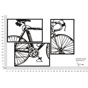 Mauro Ferretti panel de pared bicicleta juego 3 pzs. cada uno 40x1,3x60 cm negro