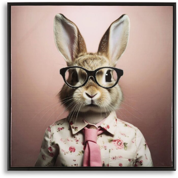 Mauro Ferretti mural Bunny con marco 62,5x2,8x62,5 cm rosa