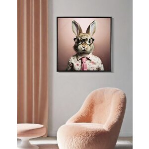 Mauro Ferretti mural Bunny con marco 62,5x2,8x62,5 cm rosa