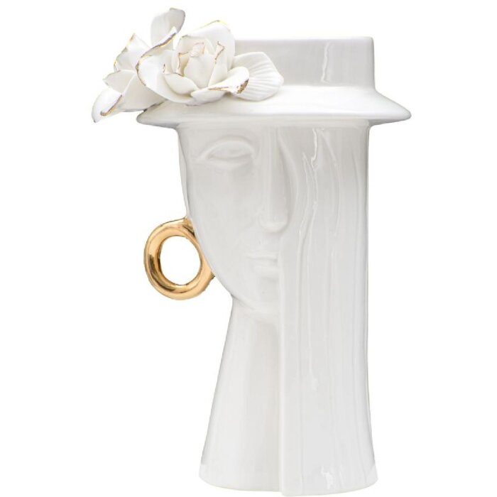 Mauro Ferretti Jarrón Mujer Elegante 15x13.3x23.5 cm oro blanco