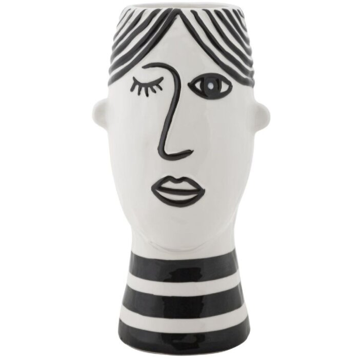 Mauro Ferretti jarrón cara 13.2x11.8x26.3 cm blanco negro