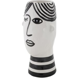 Mauro Ferretti jarrón cara 13.2x11.8x26.3 cm blanco negro