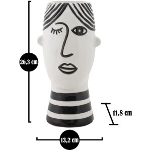 Mauro Ferretti jarrón cara 13.2x11.8x26.3 cm blanco negro
