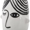 Mauro Ferretti jarrón cara 13.2x11.8x26.3 cm blanco negro