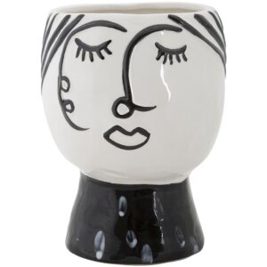 Mauro Ferretti florero cara Ø 14x18,2 cm blanco negro