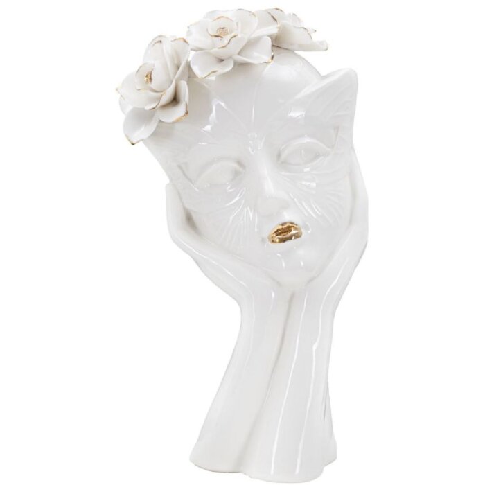 Mauro Ferretti Jarrón Mujer Máscara 16,5x14x27,3 cm oro blanco