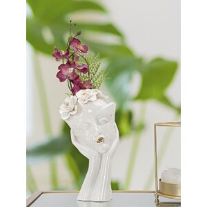 Mauro Ferretti Jarrón Mujer Máscara 16,5x14x27,3 cm oro blanco