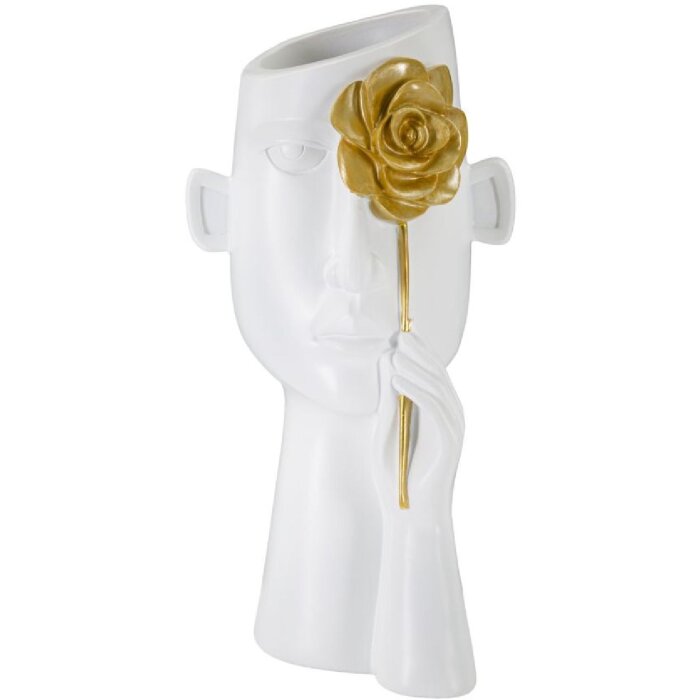 Mauro Ferretti florero cara con flor 14x13x27 cm oro blanco