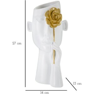 Mauro Ferretti florero cara con flor 14x13x27 cm oro blanco