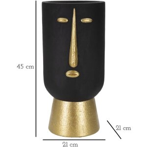 Mauro Ferretti Jarrón Tribal Ø 21x45 cm oro negro