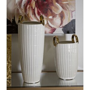 Mauro Ferretti Jarrón Shopping Ø 18x25 cm oro blanco
