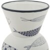 Mauro Ferretti jarrón pez alto Ø 14x38,5 cm blanco azul