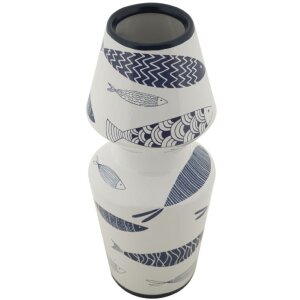 Mauro Ferretti jarrón pez doble Ø 14x34 cm blanco azul