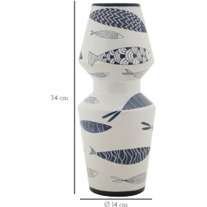 Mauro Ferretti jarrón pez doble Ø 14x34 cm blanco azul