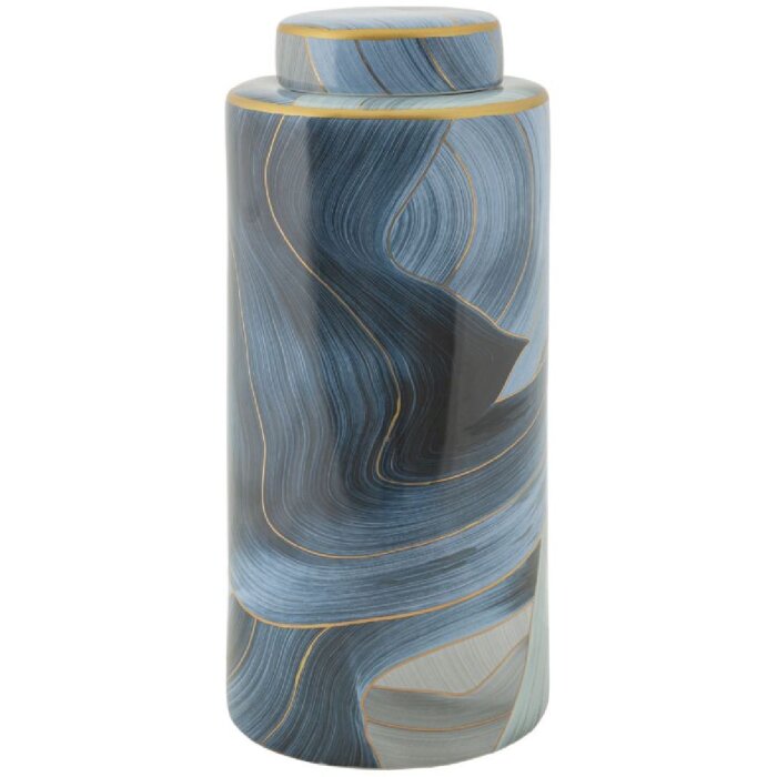 Mauro Ferretti Jarrón Elegant Ø 15x34 cm oro azul con tapa