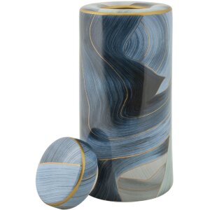 Mauro Ferretti Jarrón Elegant Ø 15x34 cm oro azul con tapa
