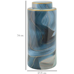 Mauro Ferretti Jarrón Elegant Ø 15x34 cm oro azul con tapa