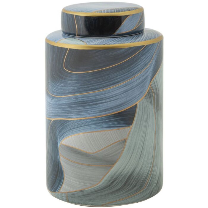 Mauro Ferretti Jarrón Elegant Ø 15x24 cm oro azul con tapa
