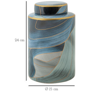 Mauro Ferretti Jarrón Elegant Ø 15x24 cm oro azul con tapa