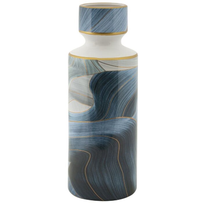 Mauro Ferretti Jarrón Elegante alto Ø 14x40 cm oro azul con tapa