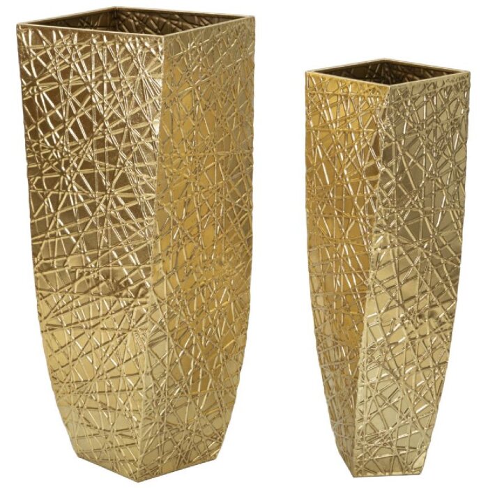 Mauro Ferretti juego de jarrones Squer 2pcs 34x34x90 cm 25x25x78 cm oro