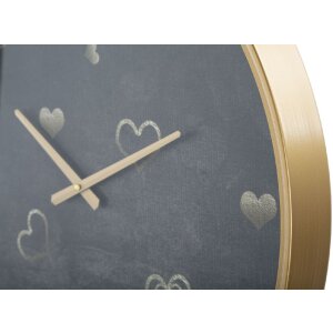 Mauro Ferretti reloj de pared corazones Ø60x6 cm gris oscuro con detalles dorados
