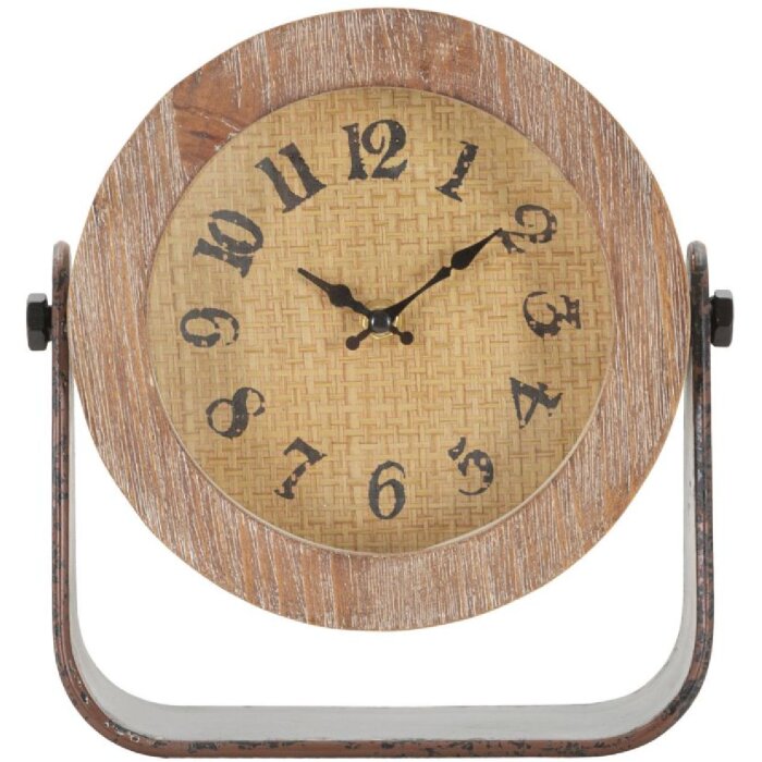 Reloj de mesa Mauro Ferretti redondo 23,5x7x24 cm marrón