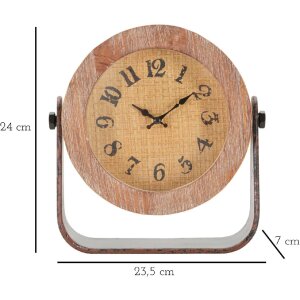 Reloj de mesa Mauro Ferretti redondo 23,5x7x24 cm marrón